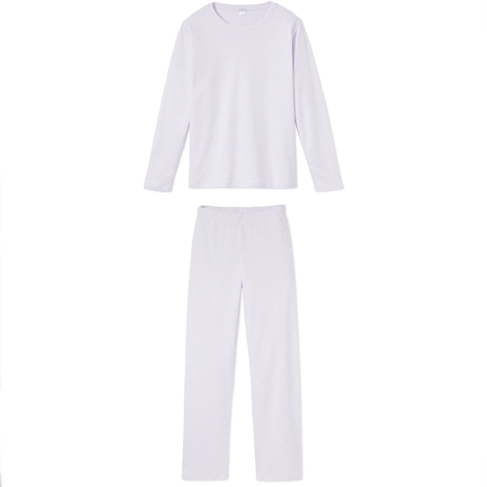 LAKE Pajamas Pima Long-Long Weekend Set in Wisteria Purple | Size Small